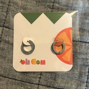 Silver Geometric Huggie Hoop Earrings